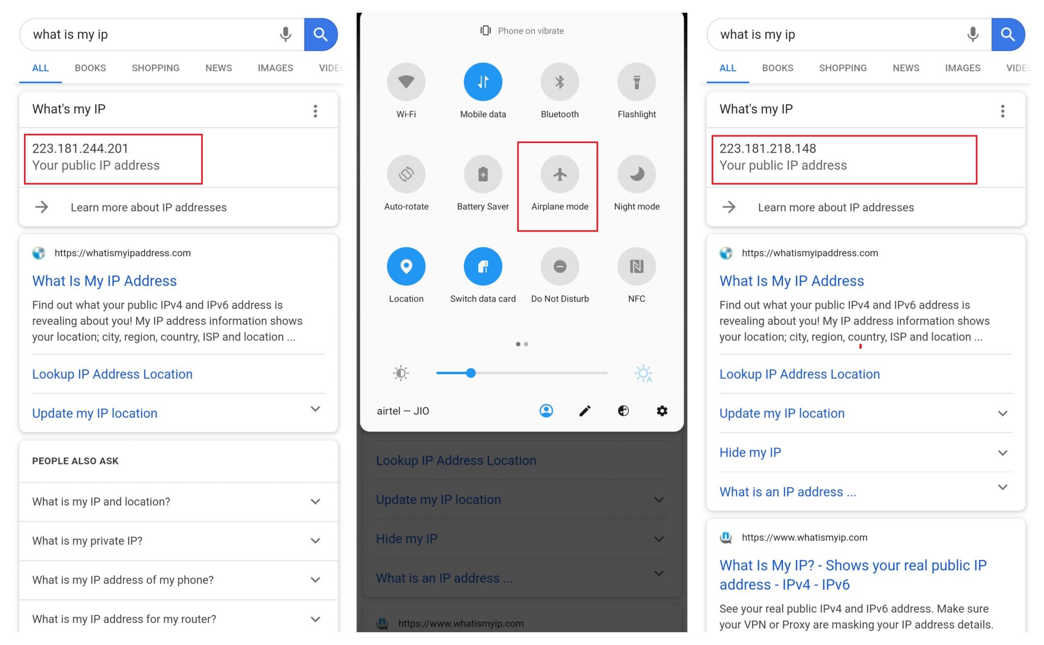 change ip address android app