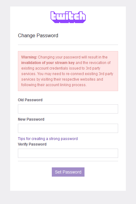 Change Twitch Password