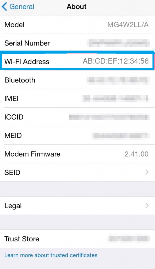 Check Mac Address on Wi-Fi Address