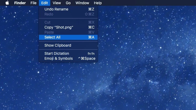 Choose Select All-How to Select All on Mac