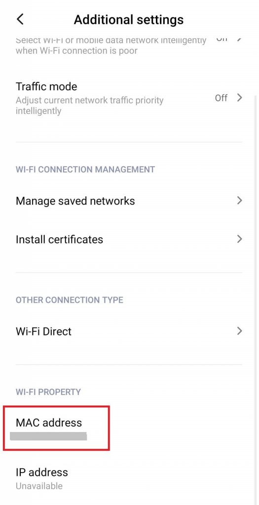 Find Mac Address on Android