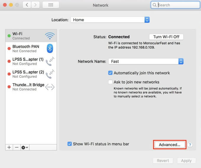 Forget a wifi netwok on mac