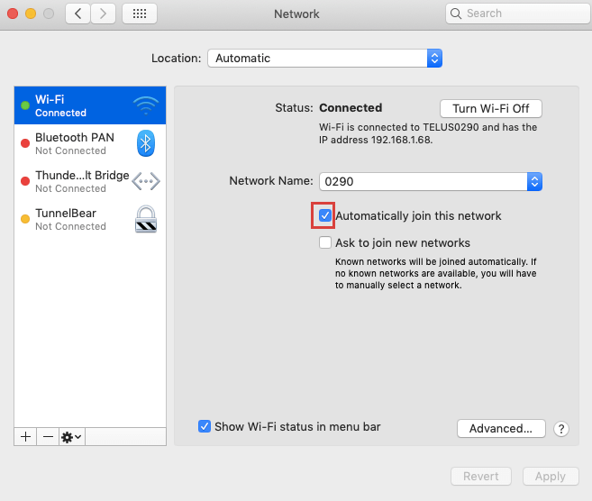 Forget a wifi netwok on mac