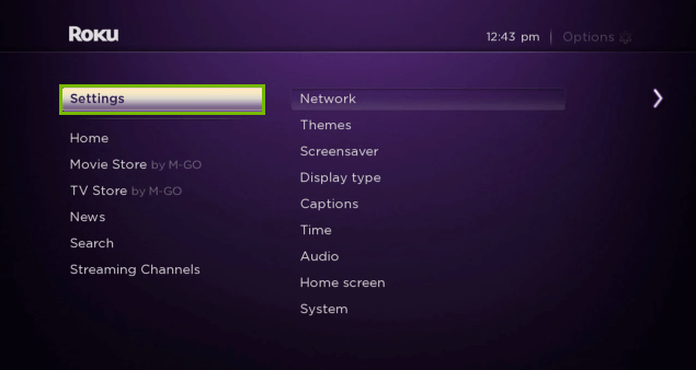 Go to Settings-Roku Won't Connect to Wireless internet Network