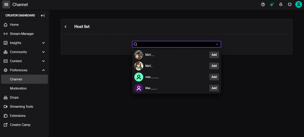 Host on Twitch