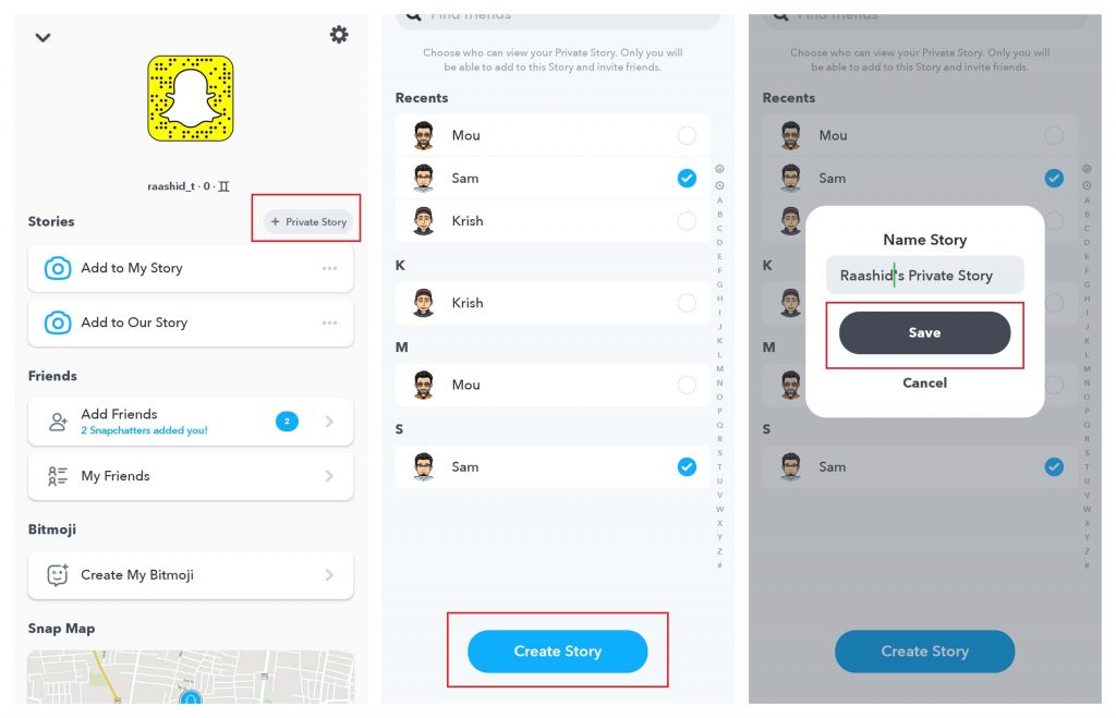 Make Private Story on Snapchat