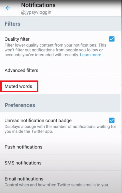 How to mute words on twitter