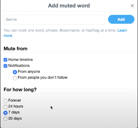 Mute Words on Twitter