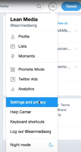 Click Settings and Pirvacy