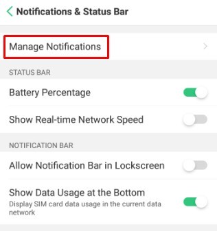 Manage notification - Turn Off WhatsApp Notification in Android 