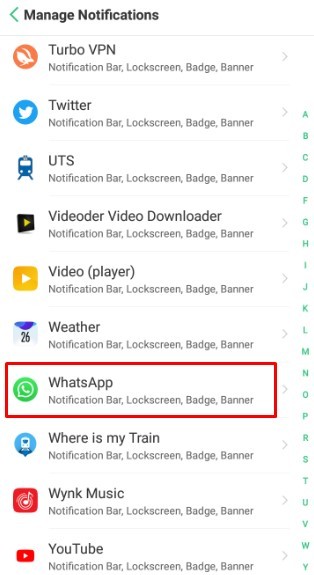 Manage notification - Turn Off WhatsApp Notifications in Android 