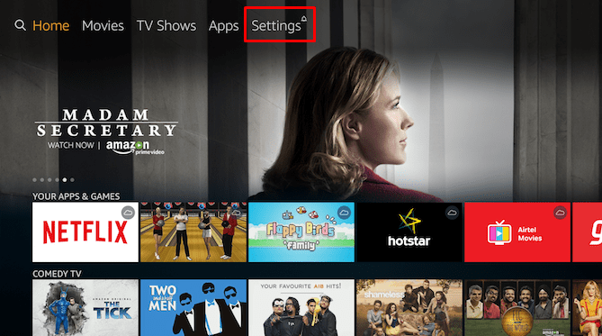 Settings in Amazon Firestick