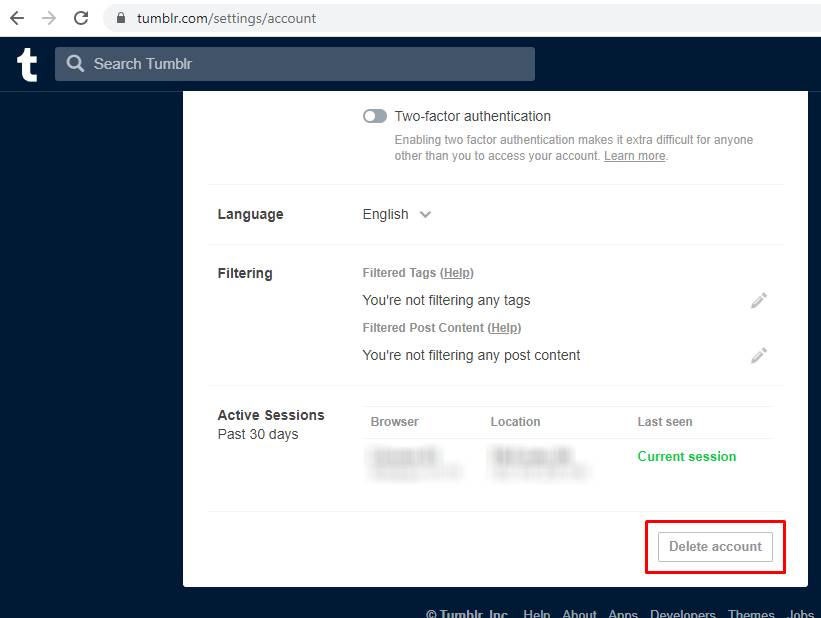 Delete account - How To Delete a Blog in Tumblr