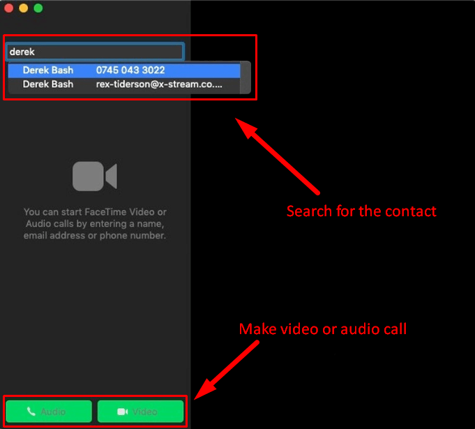 Search for perosn - How to Use FaceTime on Mac
