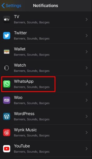 Notification settings - Turn Off WhatsApp Notifications in Iphone 