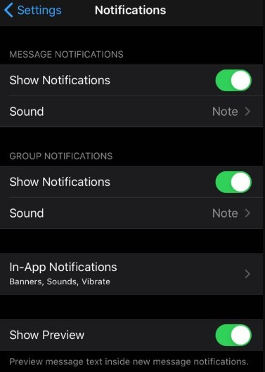 Notification setting - Turn Off WhatsApp Notifications in Iphone 