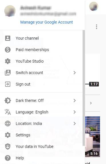 Drop menu -How To See Your Subscribers On YouTube