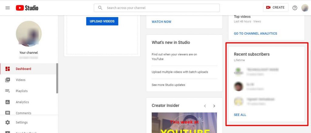 Studio Dashboard - How To See Your Subscribers On YouTube
