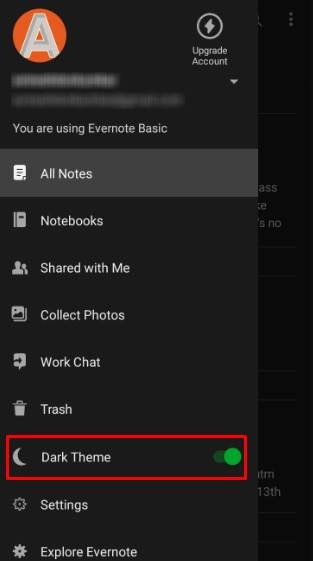 Evernote Dark Mode on Android