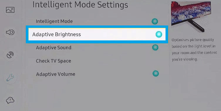 Select Adaptive Brightness-Best Picture Settings for Samsung Smart TV