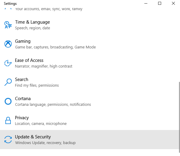 Select Update and Security - How to Check for Windows Updates