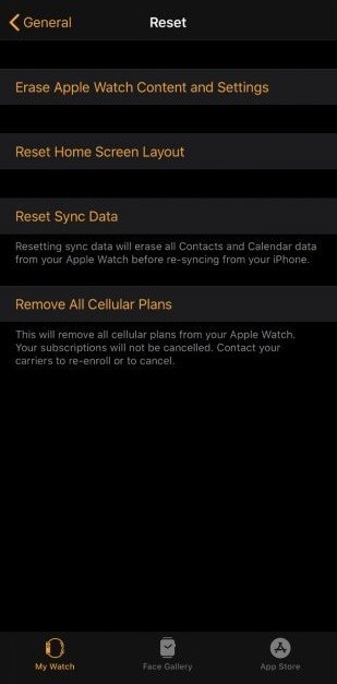 Tap on Erase Apple Watch Content and Settings-Forgot Passcode on Apple Watch