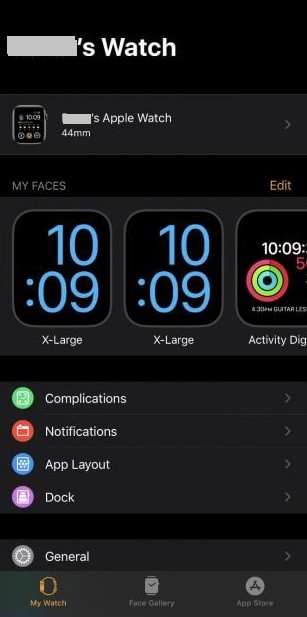 Tap on General Tab-Forgot Passcode on Apple Watch