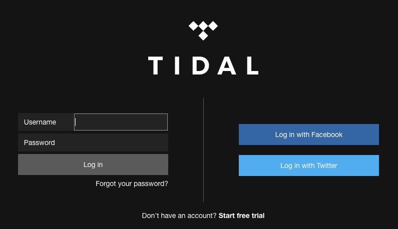 Login to Tidal account