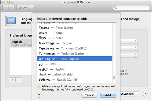 Select the preferred language to change Language on Your MACBOOK