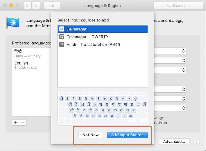 Add Input Source to change the language on your mac

