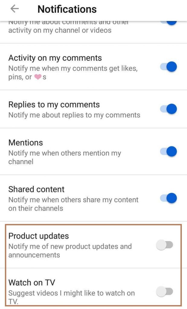 Turn off YouTube Notifications
