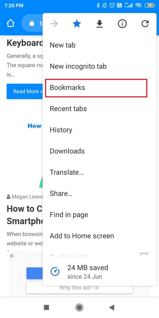 Bookmark in Chrome Android