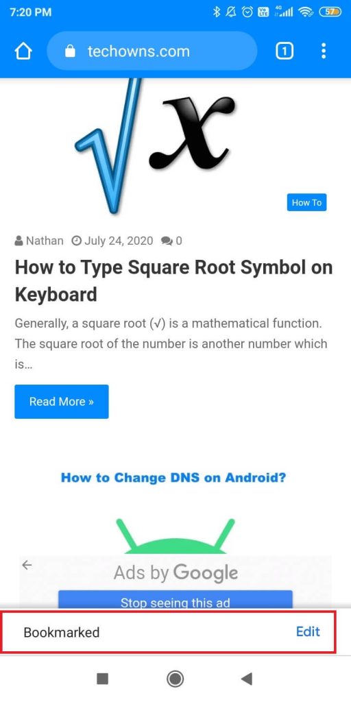 Bookmark in Chrome Android