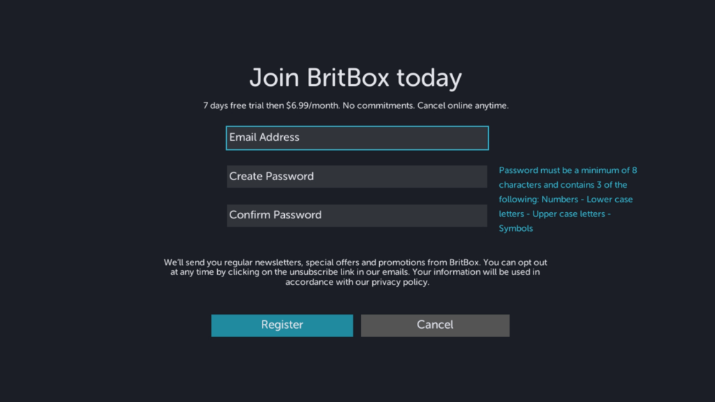 Sign up for BritBox