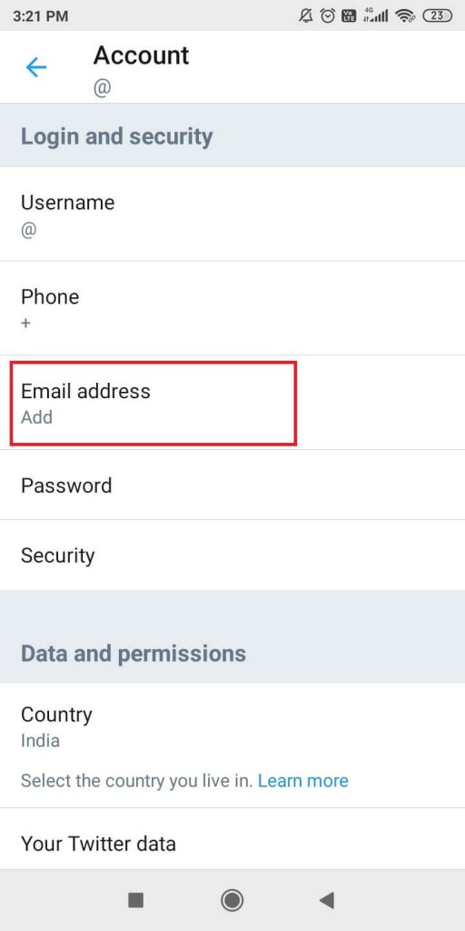 Change Email on Twitter