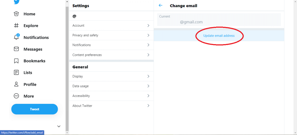 Change Email on Twitter