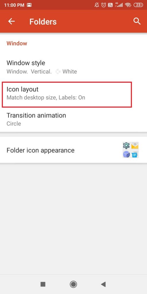 Icon Layout option