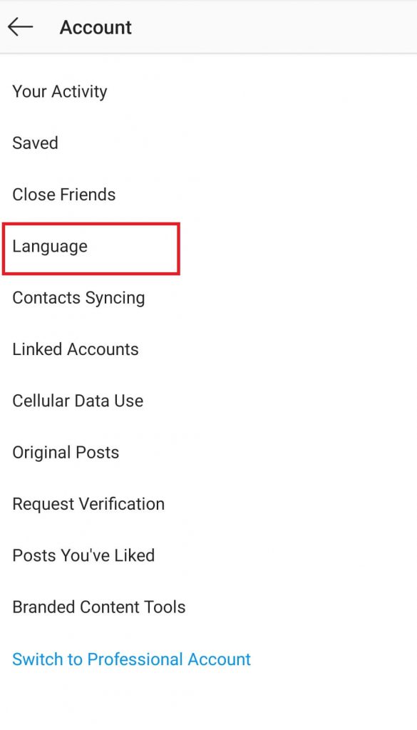 Change Instagram language