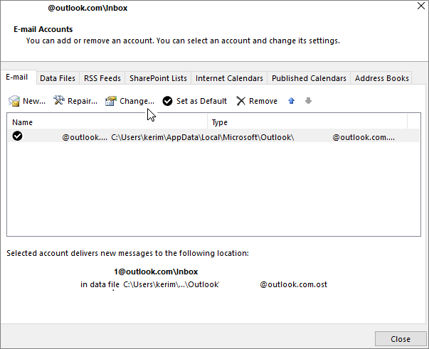 Change Password on Outlook