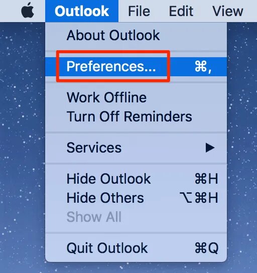 Preferences option