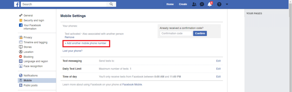 Change Phone Number on Facebook