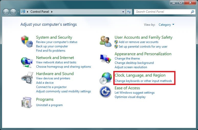 Change Keyboard Language on Windows 7