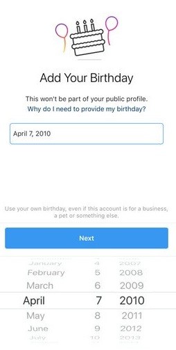 Change your Birthday on Instagram
