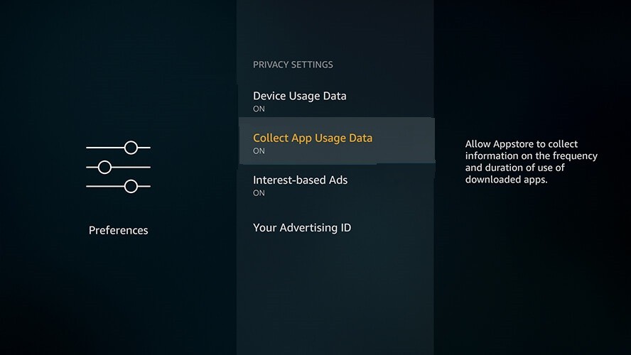Choose Collect App Usage Data to Stop Buffering on Firestick