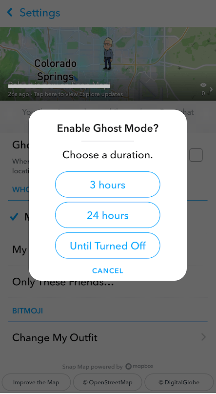 Choose Ghost Mode Duration