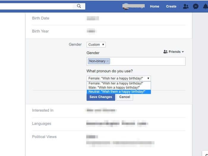 Choose Pronoun and Save to Change Gender on Facebook