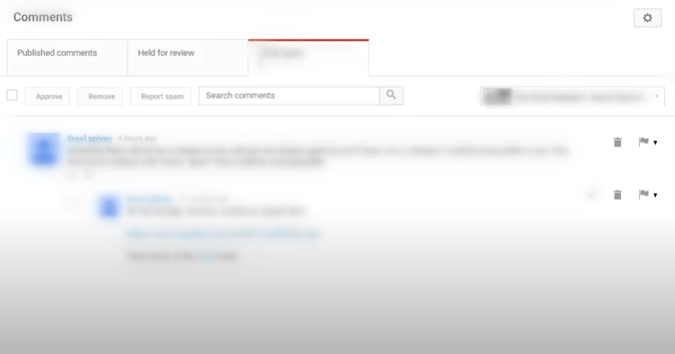 Click Delete icon to Delete All YouTube Comments 