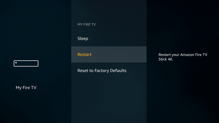 Click Restart to Stop Buffering on Firestick