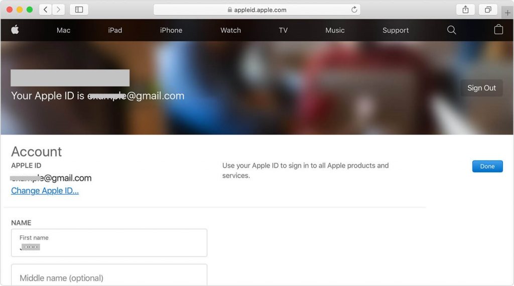 Click on Change Apple ID