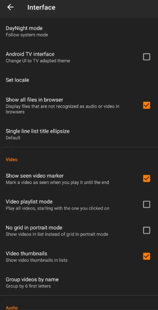 Click on DayNight Mode to use VLC Dark Mode